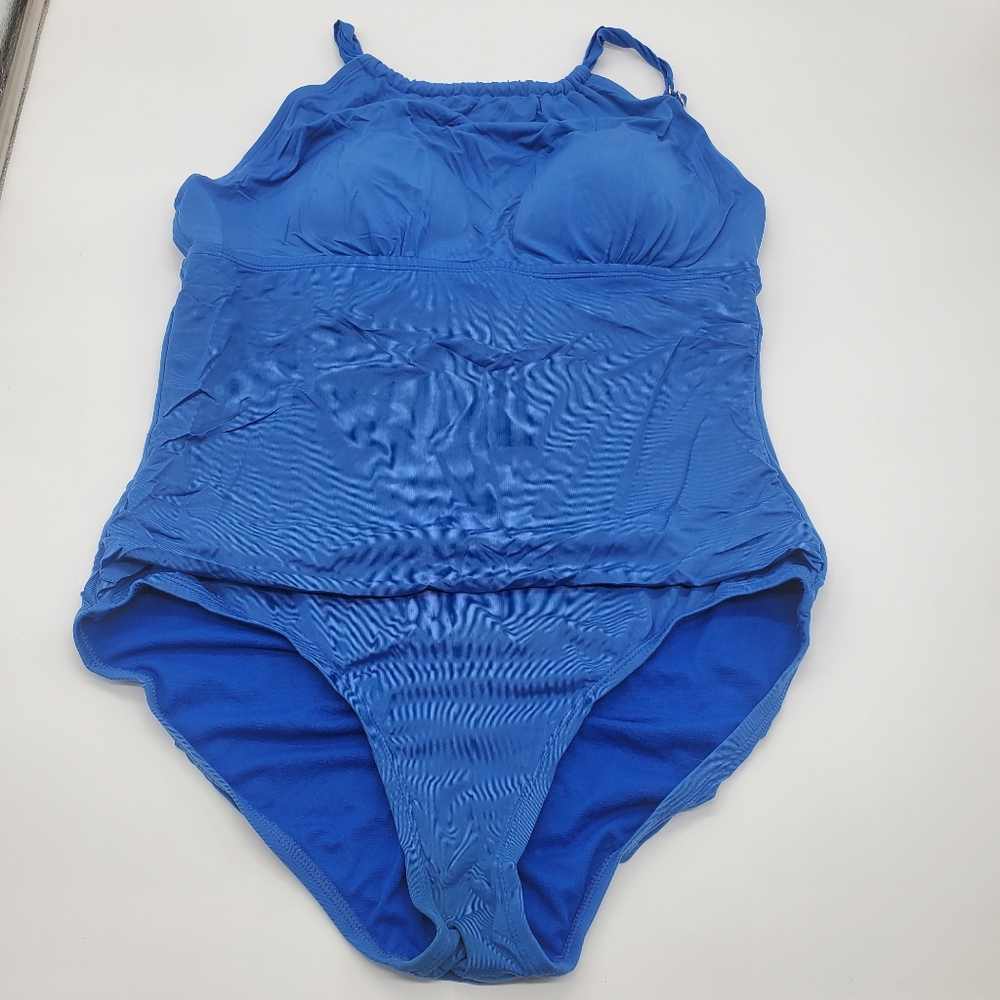 ☆ Jantzen Blue Halter Neck One Piece Swim Suit Size Medium